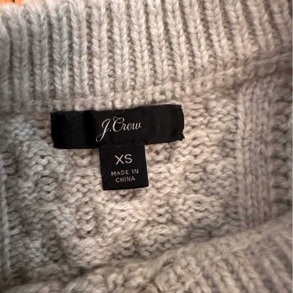 J Crew Popcorn Cable Knit Sweater Womens Size Xs Gray Lamb Wool Blend  (¥¥) - Picture 7 of 8
